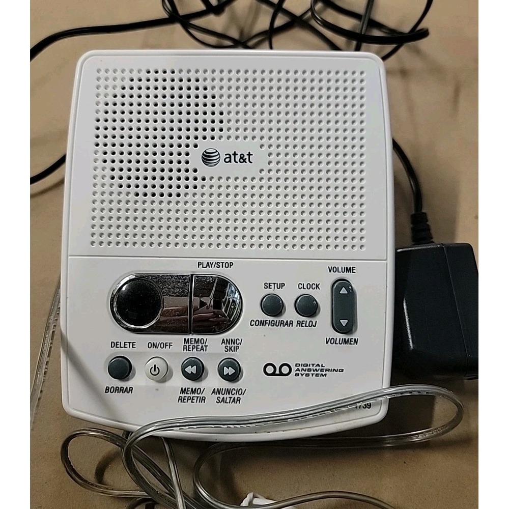 AT&T Answering Machine Digital System Time Day Stamp 1739 Tested W/ Adapter